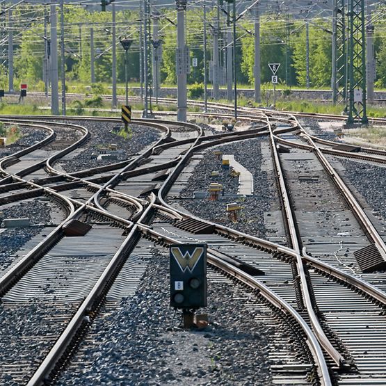 Weichenstraße und Gleisverbindungen im Bahnhof Weimar